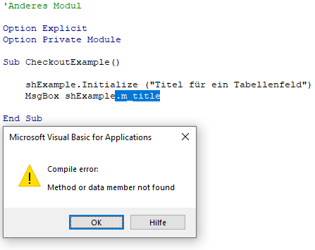 Screenshot anderes Modul mit Zugriff auf shExample