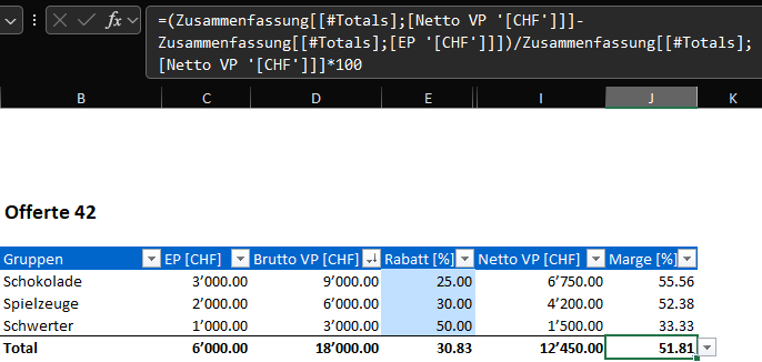 Screenshot oben genannter Formel